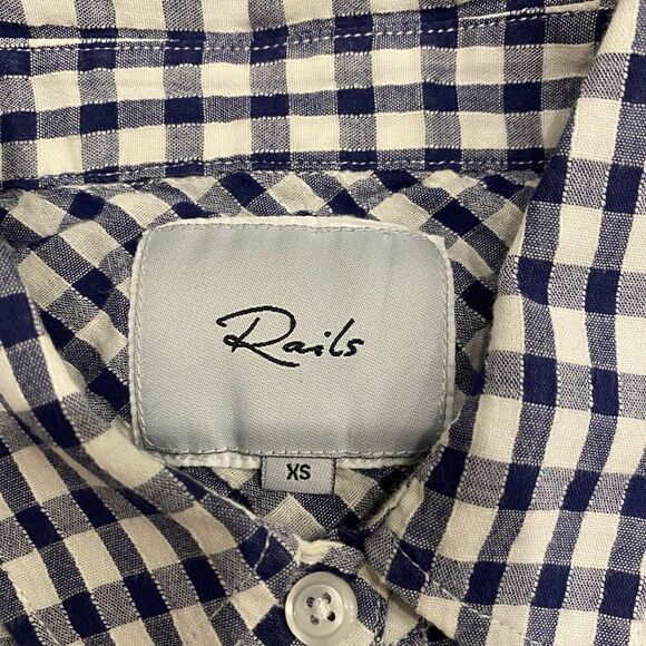 Rails womens XS navy white gingham button down - Picture 4 of 6